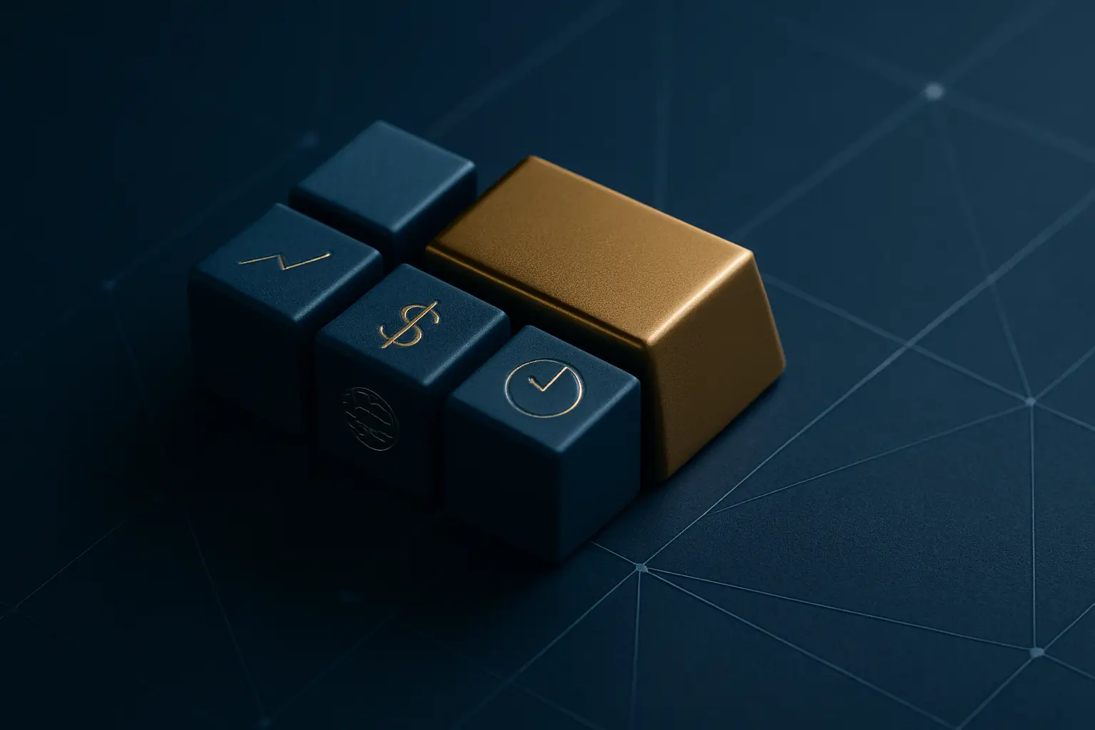 Goldbarren und Finanzblöcke, die Investmentfonds und kollektive Kapitalanlagen in Schweizer Private-Banking-Portfolios repräsentieren
