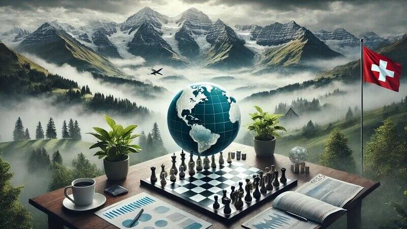 This visually striking image illustrates the concept of "Strategic Resilience," especially in the context of financial wealth management in Switzerland.