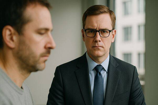 Two men in discussion symbolising the importance of the Mensch in wealth management