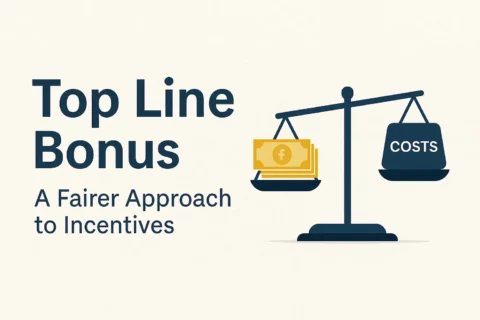 Illustration comparing top line and net line bonus models in wealth management, highlighting transparency versus hidden deductions