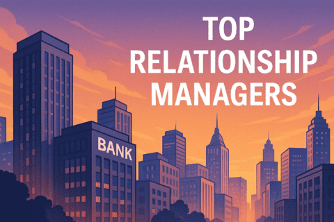 Stylised cityscape symbolising how top relationship managers leave private banks for independent wealth management.